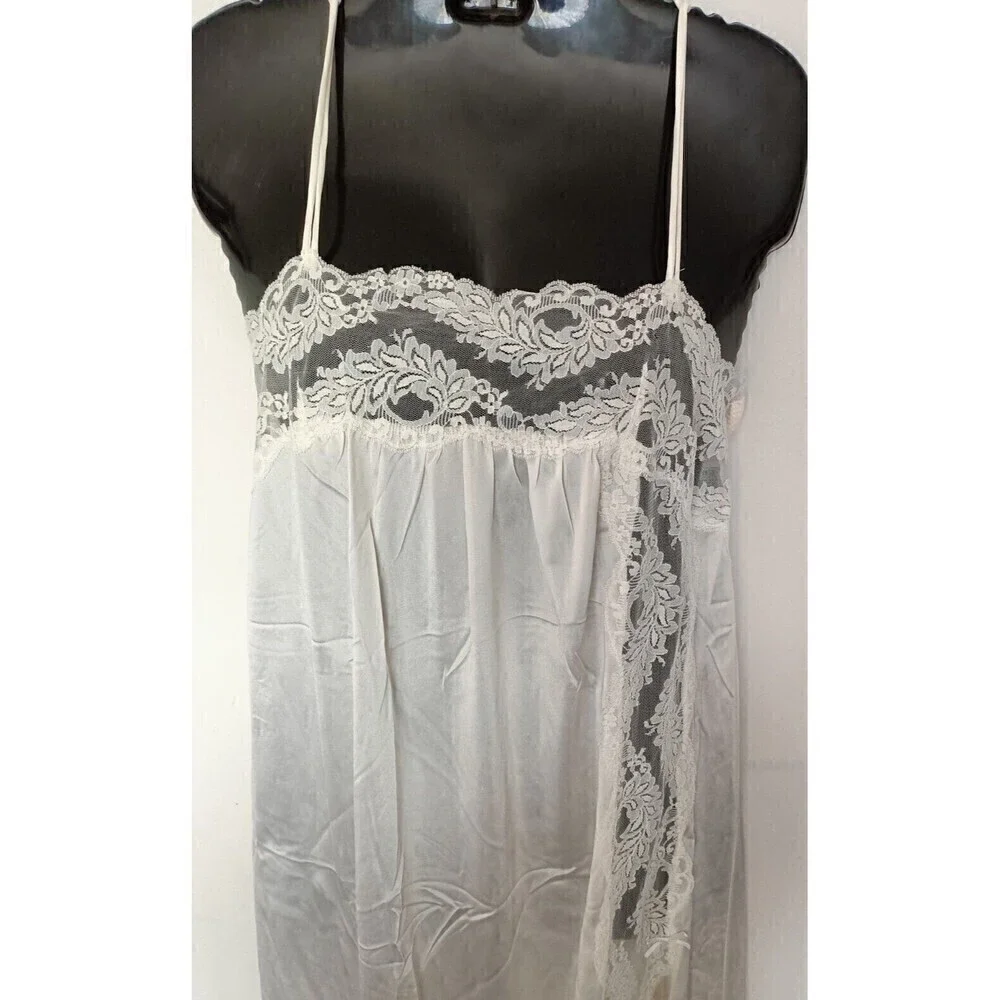 Lorraine Full Slip  Gown Size Large Off White Lace Trim Nylon 45